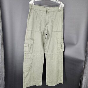 Aeropostale Utility Cargo Pants Mens Large Green 100% Cotton Relaxed Fit Pockets